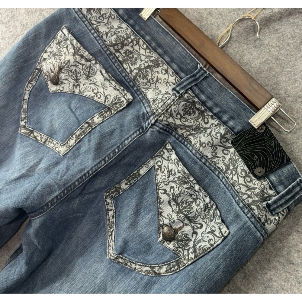 Vtg Russo Underground Denim Jeans Men 38x29 Blue Design Trim Distress  SIZE NOTE